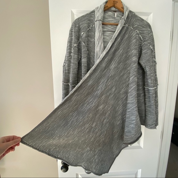 Free People In the Loop Waterfall Front, French Terry Grey Jacket w Zipper Cuffs - Picture 8 of 15